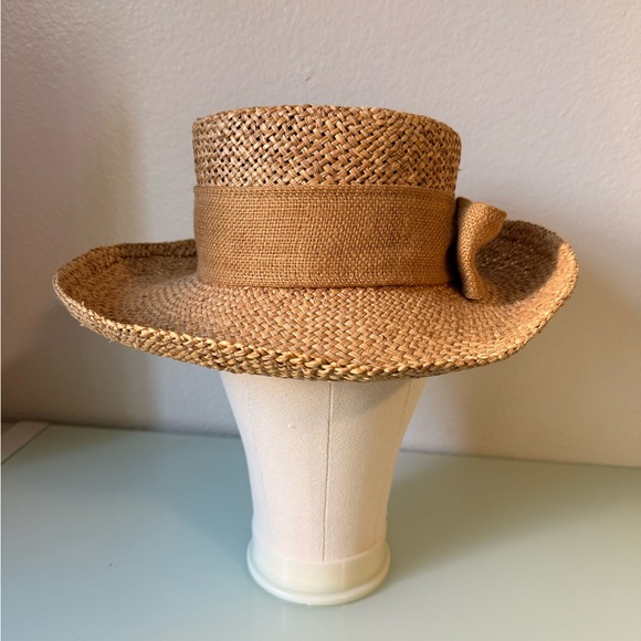 IMPORTINA Accessories - Woven Straw Bow Sun Hat in Natural Tan by IMPORTINA